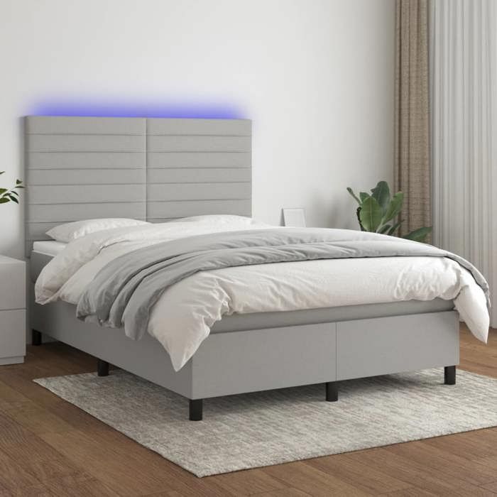VidaXL Sommier à Lattes de Lit avec Matelas et LED, Lit Rembourré, Lit Double, Lit Adulte de Chambre à Coucher Intérieur, 3134949
