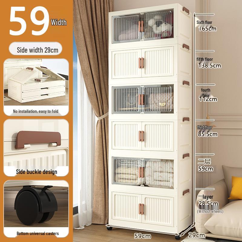 45-90 Wide Multi-layer Folding Plastic Storage Cabinet for Baby Wardrobe Organizer