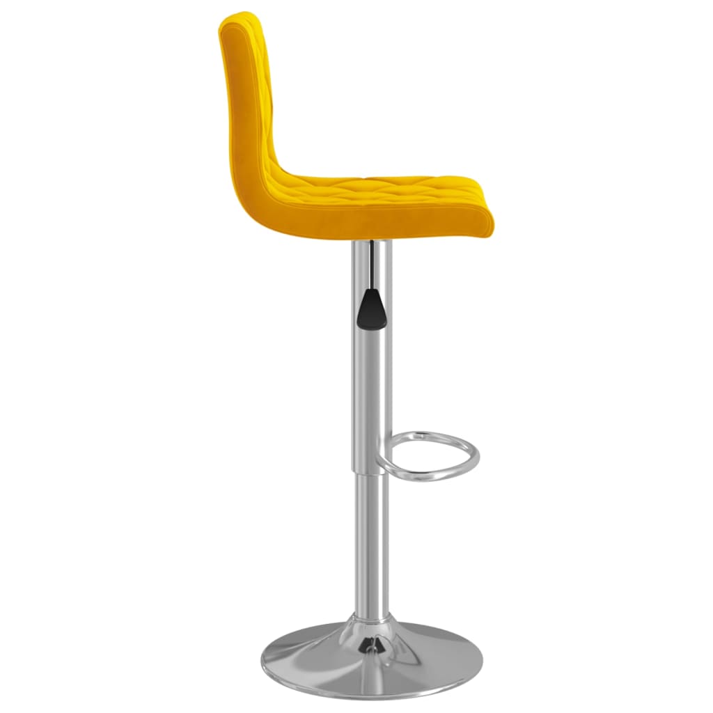 Bar Stool Set of 2 Mustard Yellow Velvet