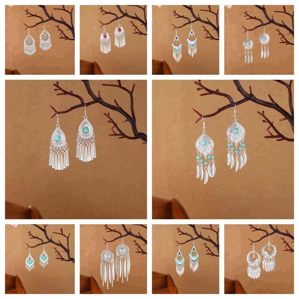 Silver Long Tassel Earrings Bohemia Bohemia Drop Earring Classic Ethnic Style Dangle Earring Women