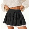 Women's Fashion Solid Color Splicing Cake Skirt Lace Lace High Waist A-line Half Length Short Skirt