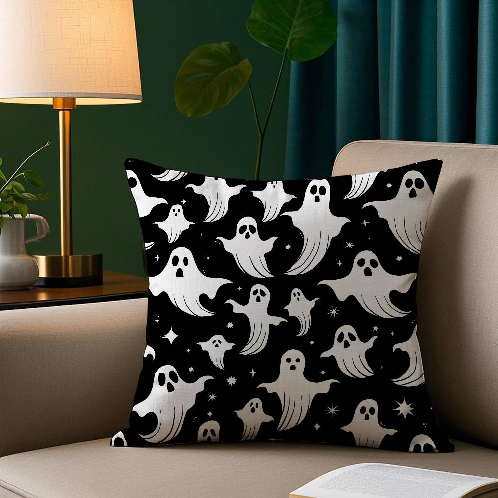 Halloween Ghost Cute Pillow Case Plush Fabric Soft Pillowcase Double Sided Print Sofa Cushion Cover Throw