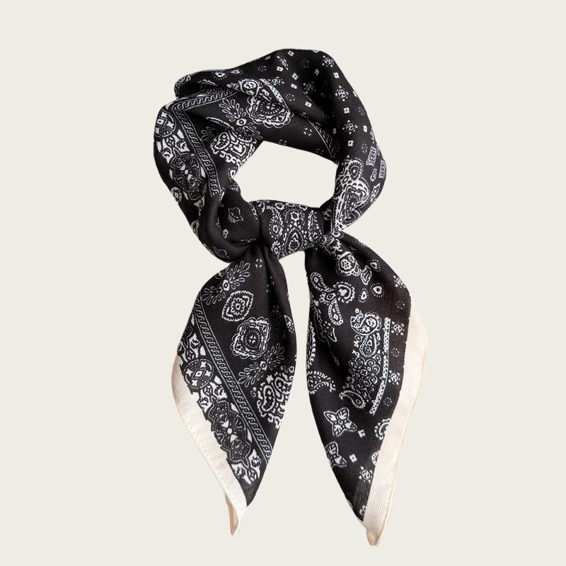 Luxury Cashew Print Female Neck Scarf Cotton Linen Feeling Women Hair Scarves Foulard Head Band Shawls Wraps Neckerchief Bandana