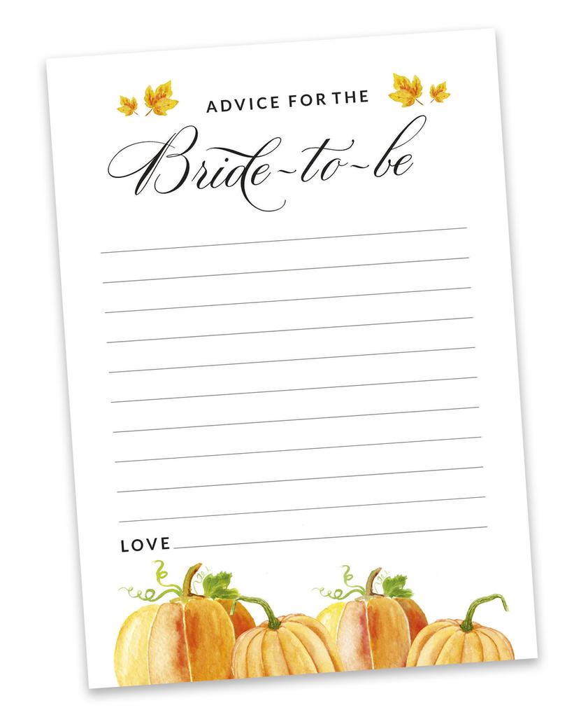 Inkdotpot Bridal Shower Games Advice For The Bride Set Of 50A PumpkinA Mad Libs Game