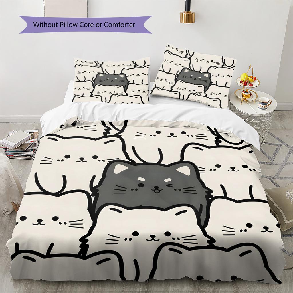 Shiba Inu Pattern Bedding Quilt Set Quilt Cover Pillowcase Home Decoration Birthday Gift (1 * duvet cover + 2 * pillowcase, without core)