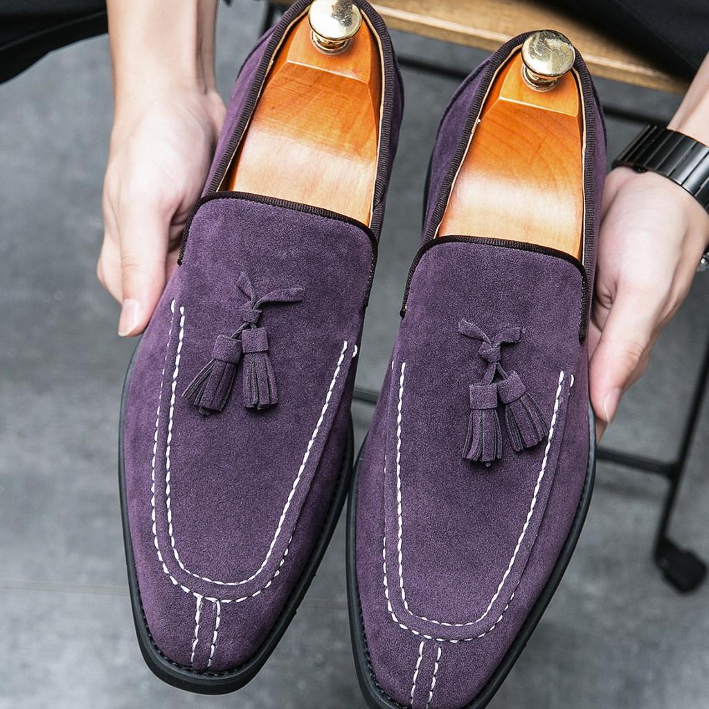Men's Shoes Large Size New Loafers Fashion British Suede Business Dress Leather Shoes Wedding Men's Shoes