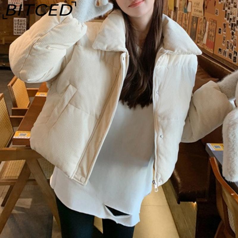 

BITCED Хлопковая куртка с пуховым наполнителем: Маленькая ниша и отличительное стеганое пальто для женщин Осень/Зима Короткая хлопковая куртка с высокой талией XL