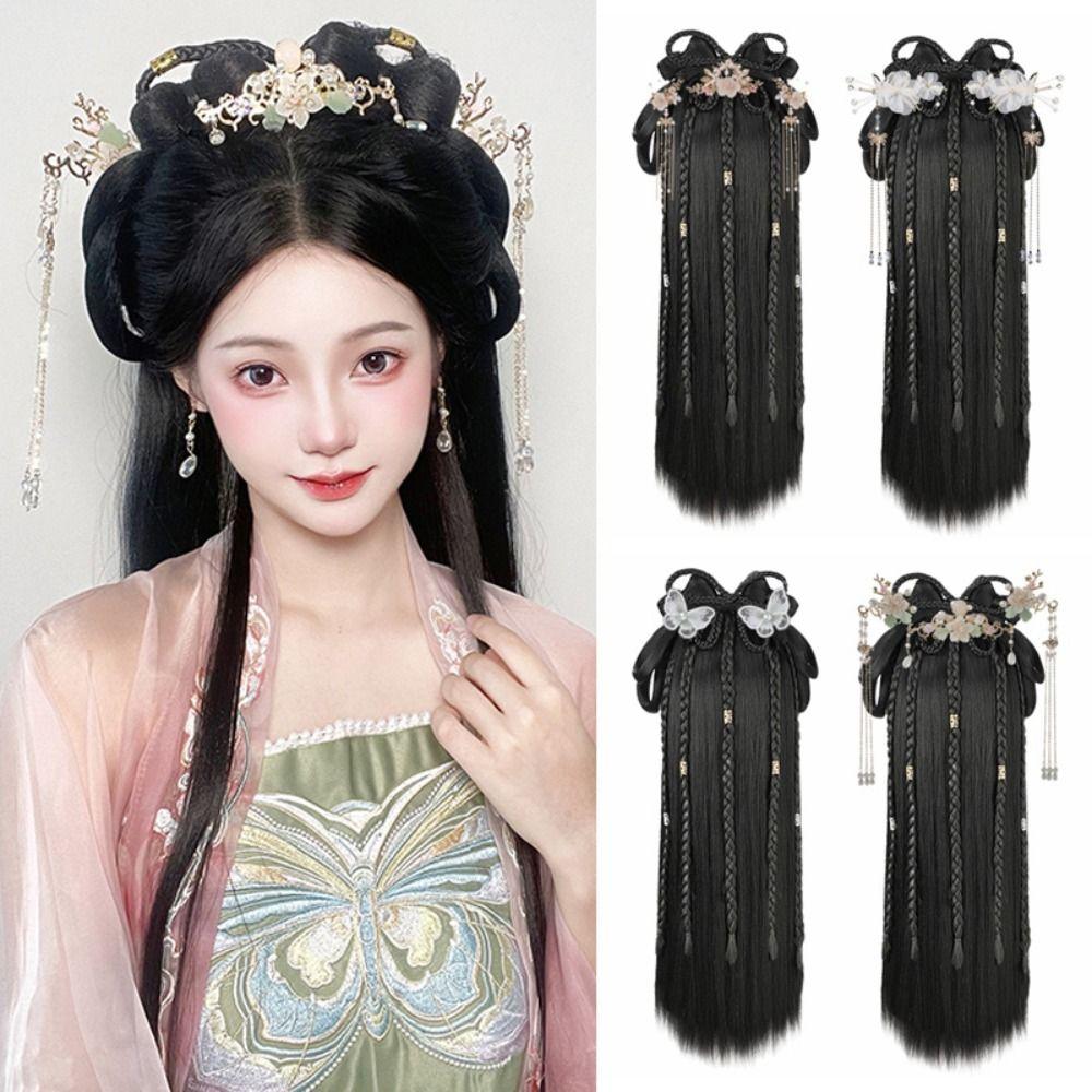 Photography Chinese Ancient Wig Antique Hanfu Wig Headband Hanfu Wig Headdress set  Women