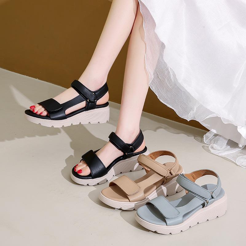 Platform Sandals Women's Summer New Fashion Flat Velcro Casual Sports Beach Shoes