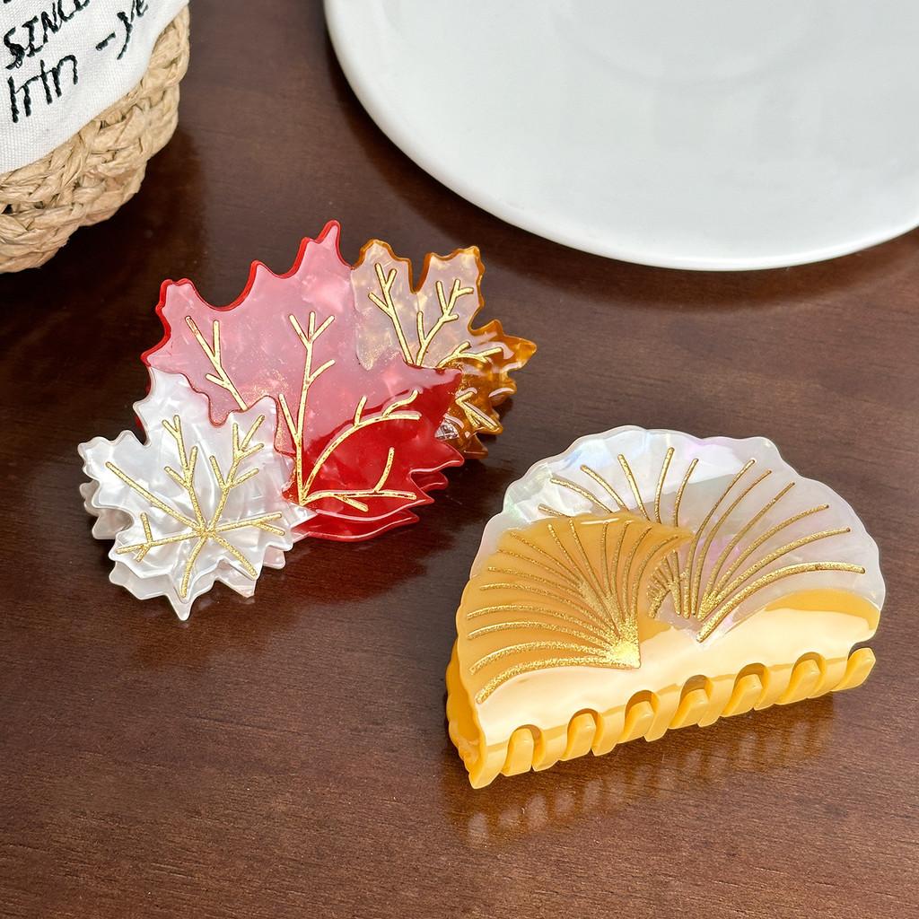 Stylish Acetate Maple Leaf Hair Clip Charming Mushroom Claw Clip Women For