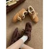Small Retro French Platform Snow Cotton Shoes Women's Winter Warm Outer Wear Non-slip Velvet German Training Shoes
