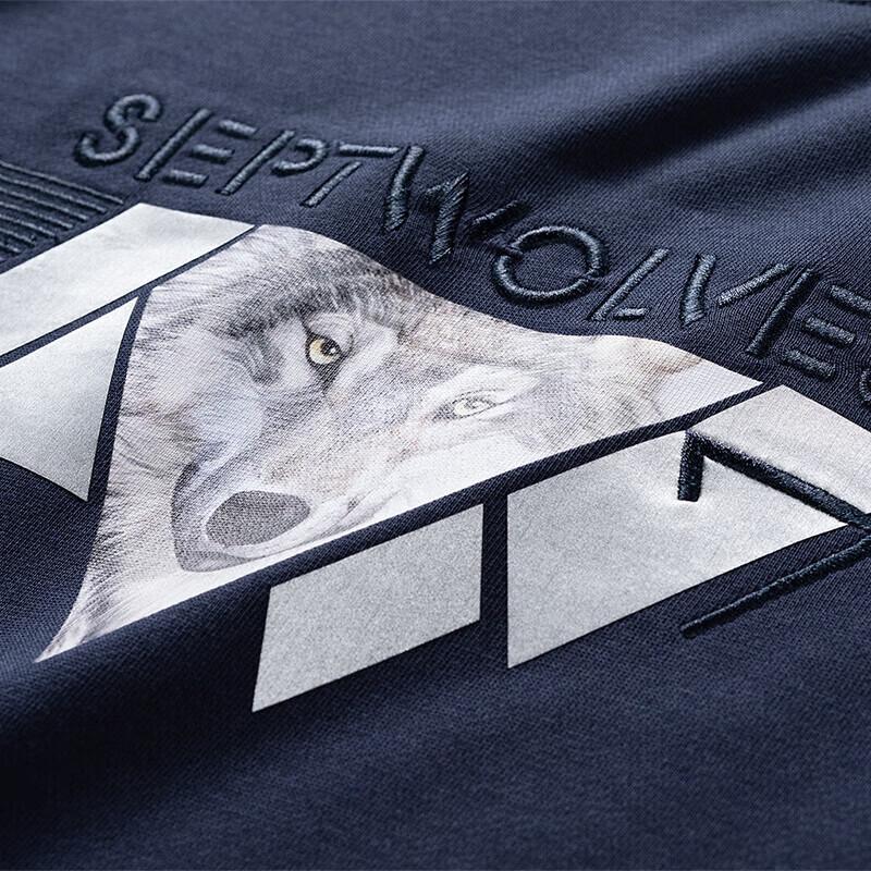 Septwolves Men's Wolf Head Print Pullover Sweatshirt