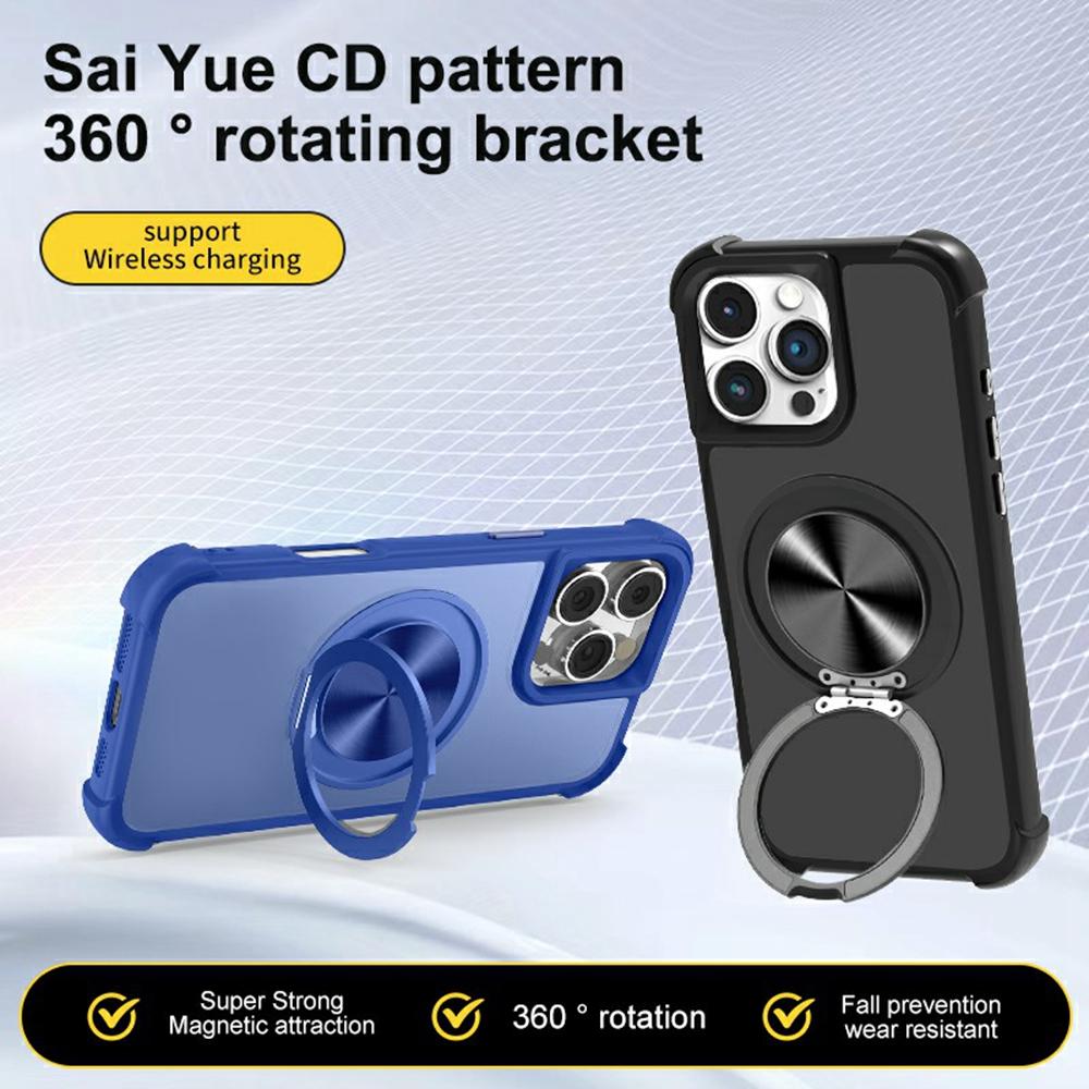 

For iPhone 15 Case Compatible with MagSafe CD Vein Kickstand TPU+PC Phone Cover Grey