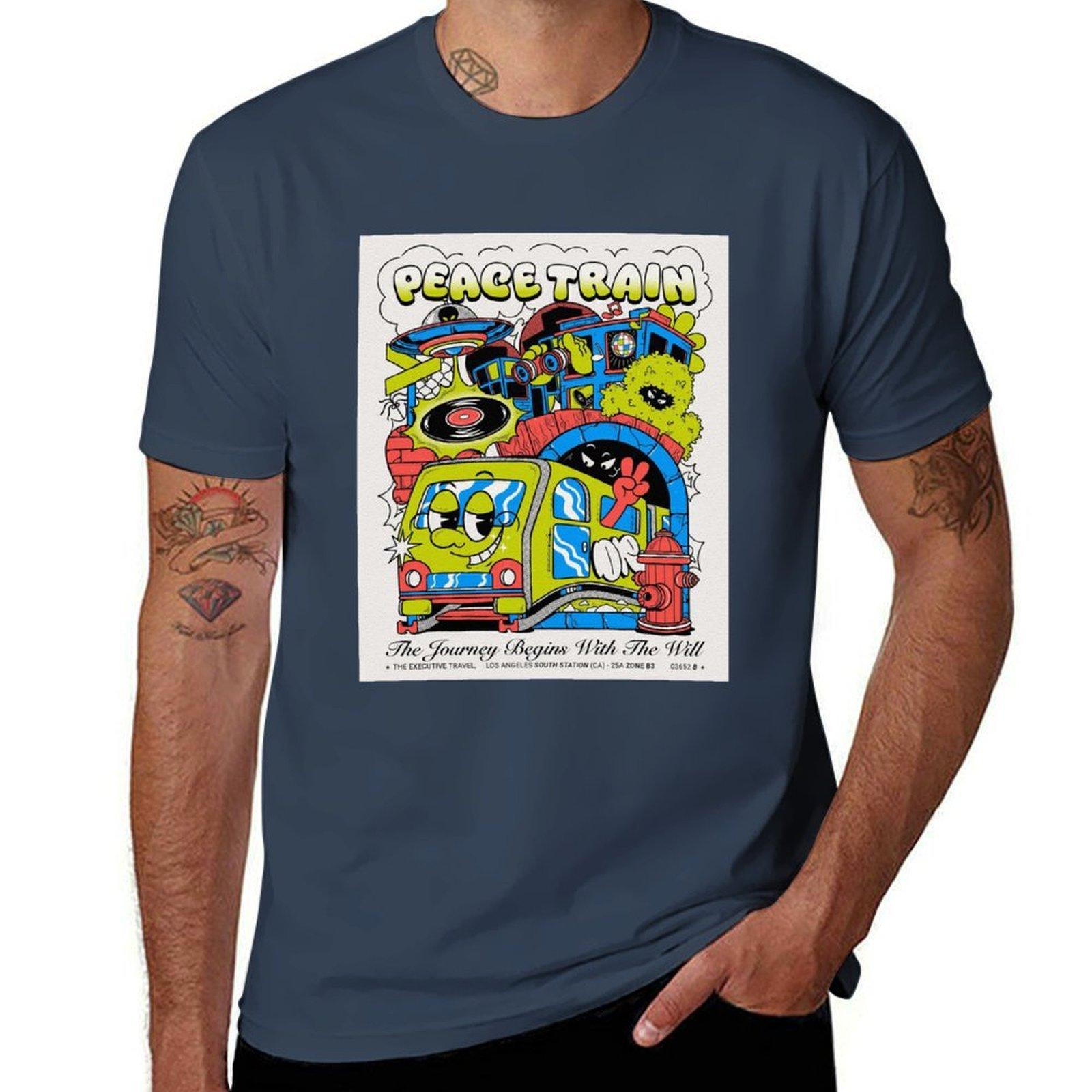 Peace Train TShirt Retro Style Print Casual Top S
