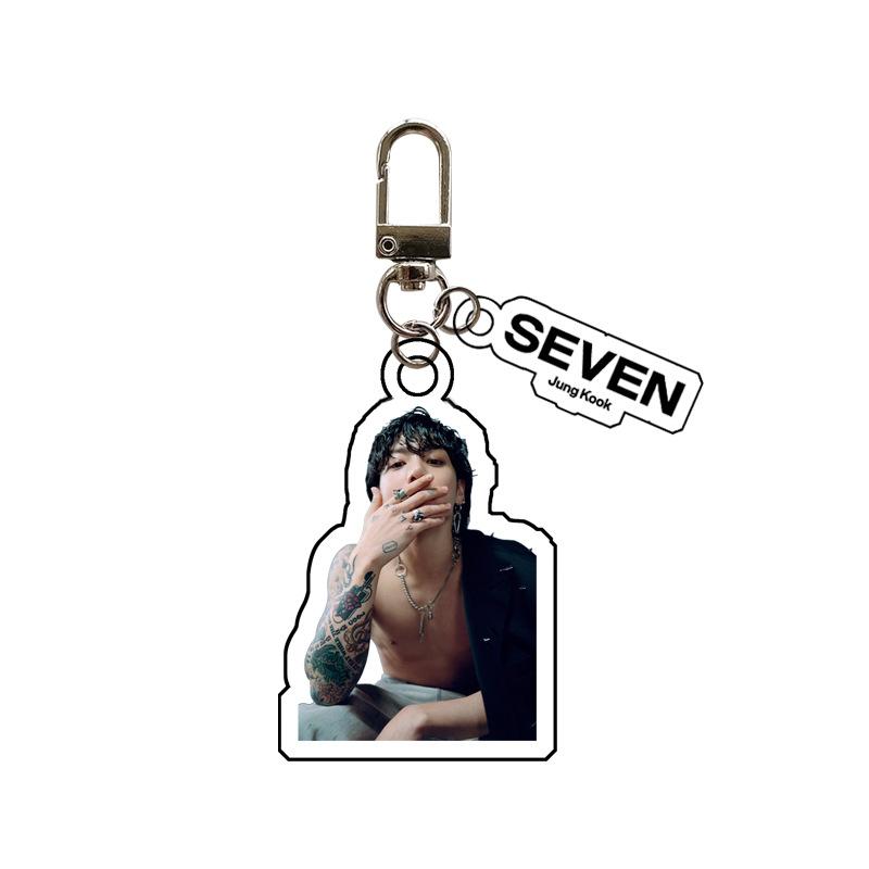 BTS Portachiavi Acrilico Solo SEVEN di Jung Kook, Portachiavi Double-Sided Foto Concept di Jungkook, Ciondolo Kawaii per Borsa, Merchandising Idol Regalo per Fan Kpop ARMY