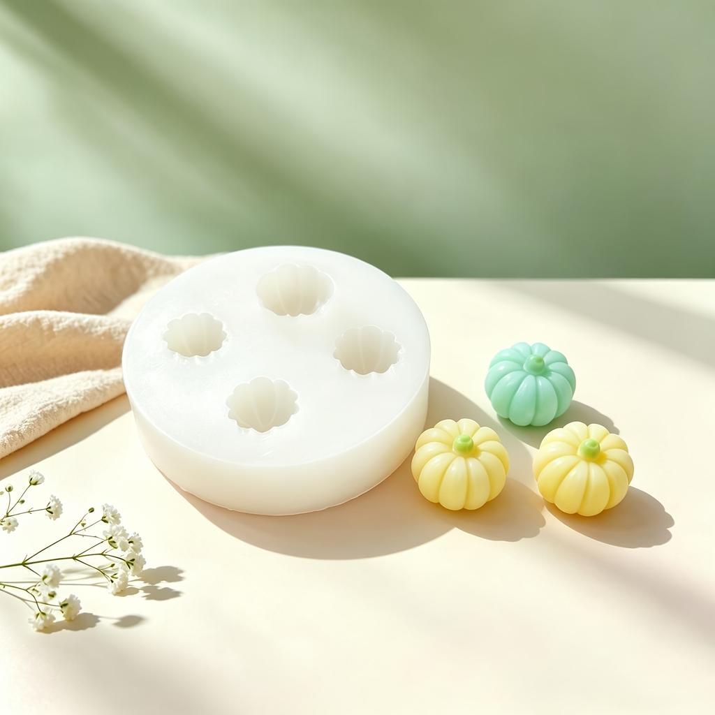 1pc Pumpkin‑Shaped Scented Candle Silicone Mold, Epoxy Resin & Plaster Casting Mold, Non‑Stick Easy‑Demold High‑Temp Resistant