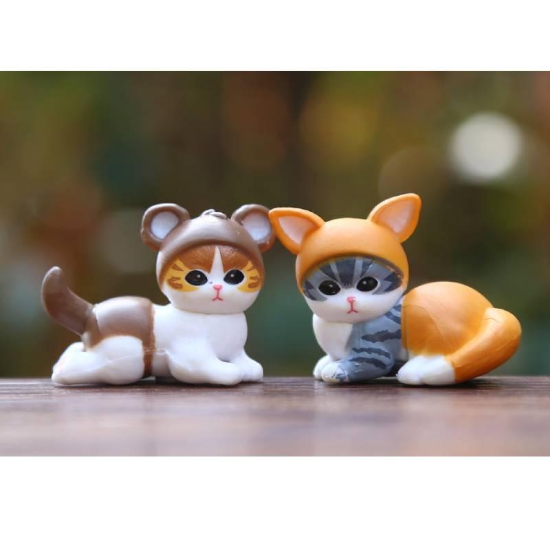 Cat Action Figure Model Collectible Toy With Bunny Ears Cute Animal Gift Decor