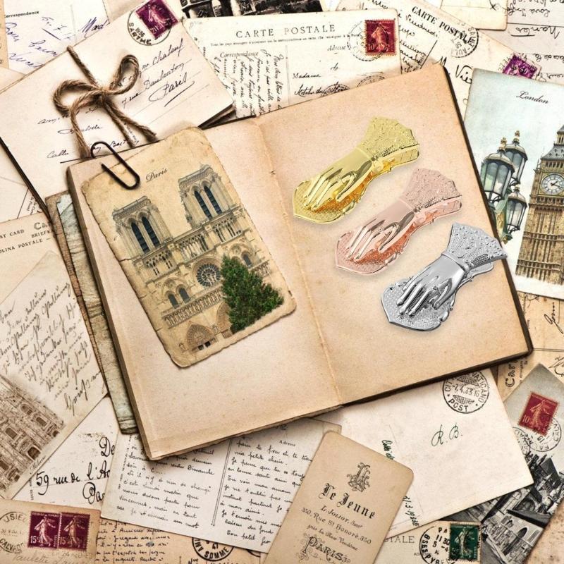 Metall-Büroklammer Damenhandförmige Buchklammern Retro Seitenhalter Binderklammern Für Effizientes Papiermanagement