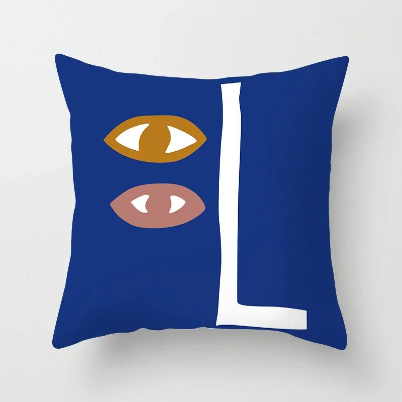45x45cm Abstrakte Geometrische Berg Kissenbezug Blau Polyester Sofa Hotel Büro Sitzkissenbezug Heimdekoration