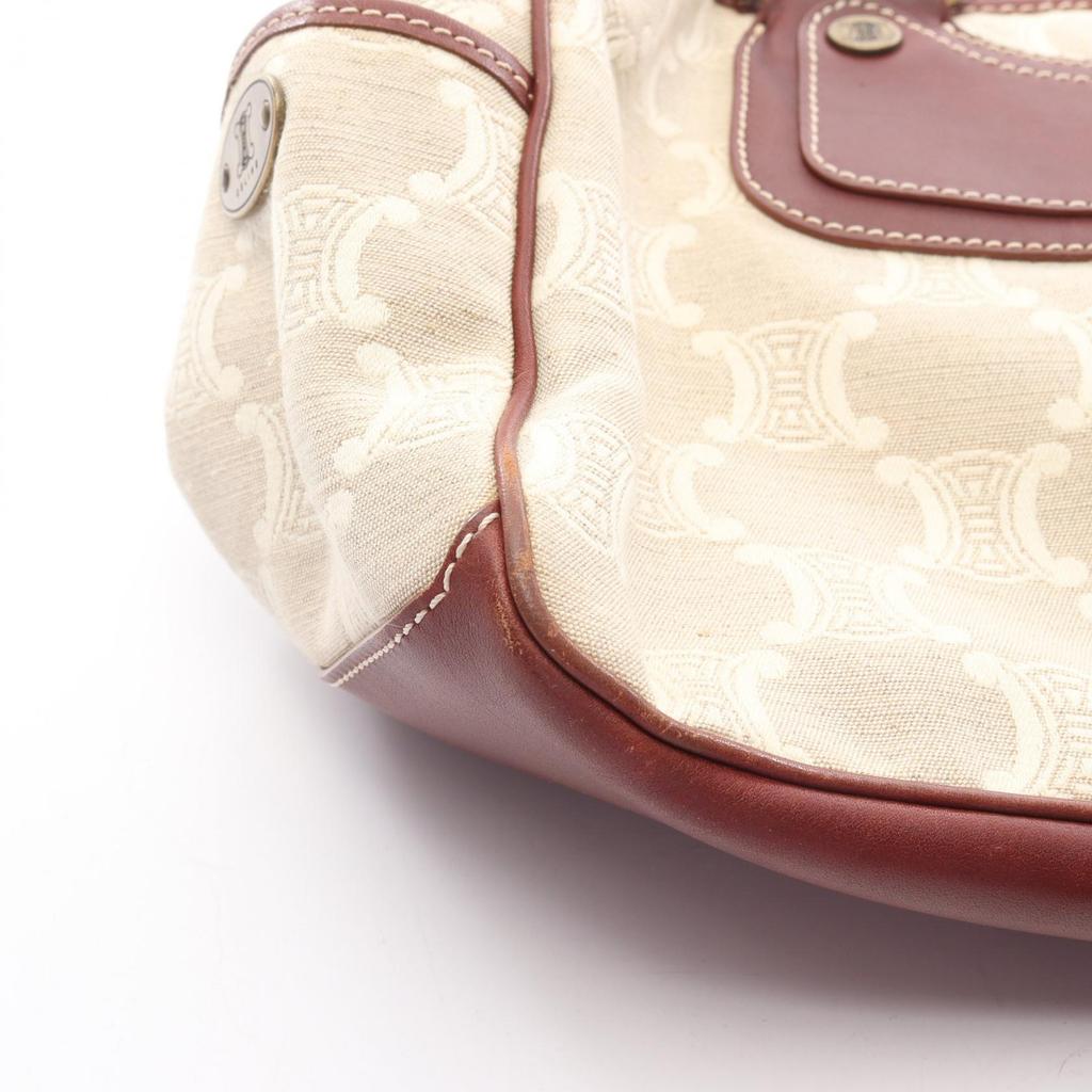 Used CELINE Boogie Bag Paris Macadam Handbag Canvas Leather Beige Brown Used Women