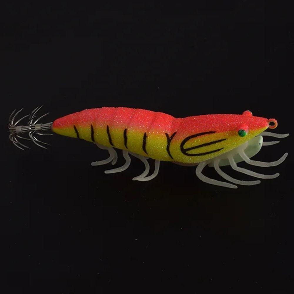 Fluorescent Squid Hook Soft-footed Artificial Squid Jig Cuttlefish Octopus Wood Shrimp  Sea Fishing