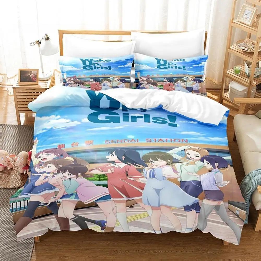 3D Print Anime Kawaii Wake Up, Girls! Bedding Set Single Twin Full Queen King Size Bed Set Adult Kid Bedroom Duvet Cover Sets