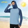 Herren Casual Outdoor Kapuzen Langarm Sonnenschutzhemd Leicht Atmungsaktiv Schnelltrocknend UV-Schutz Top für Sport Wandern