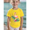 European Size Girls Round Neck Short Sleeved T Shirt with Floral Pattern Design