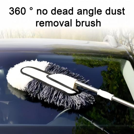 Extendable Car Dust Cleaning Kit with Soft Microfiber Head And Stiff Rim Brush Telescoping Handle Wheel Rim Brush Car Cleaning Brush