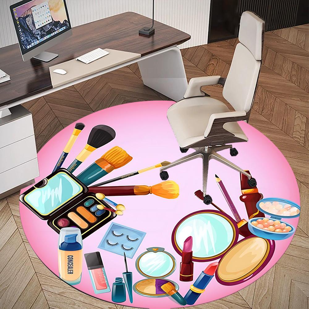 1pc makeup cosmetics Round Chair mat Area Rug - Non-Slip, Floor Mat for Office, Bedroom, and Indoor Decor c1125366