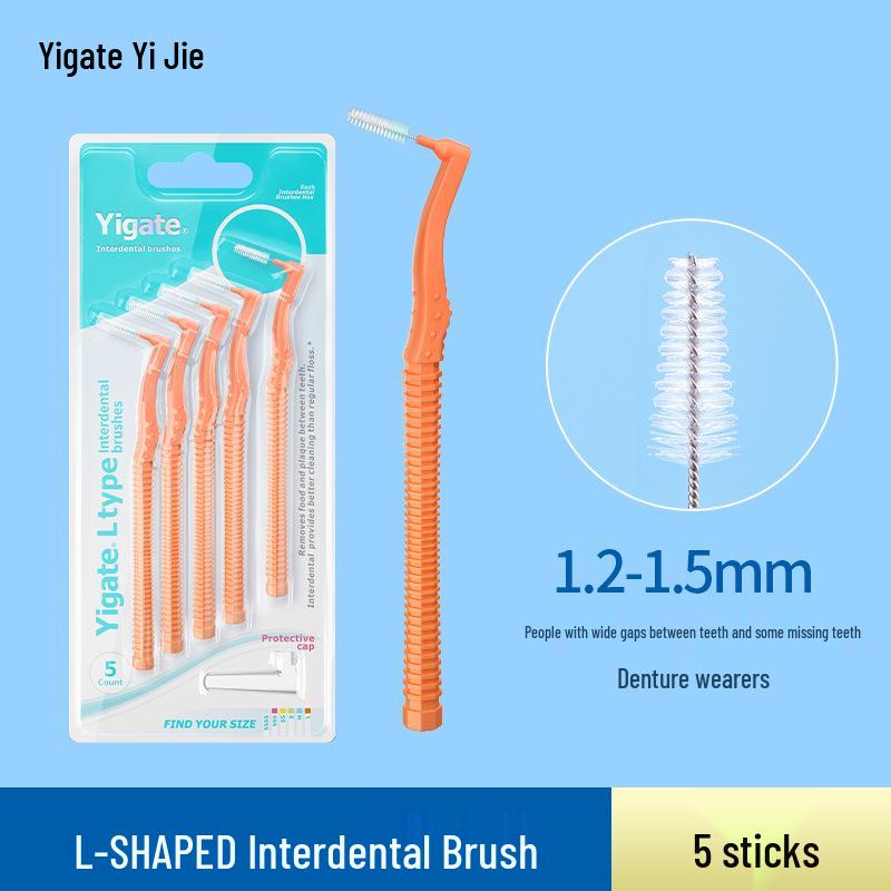 Spazzolino Interdentale a L Yijie 0,4-1,5 mm per la Pulizia degli Spazi Interdentali e degli Apparecchi Ortodontici — Confezione da 10