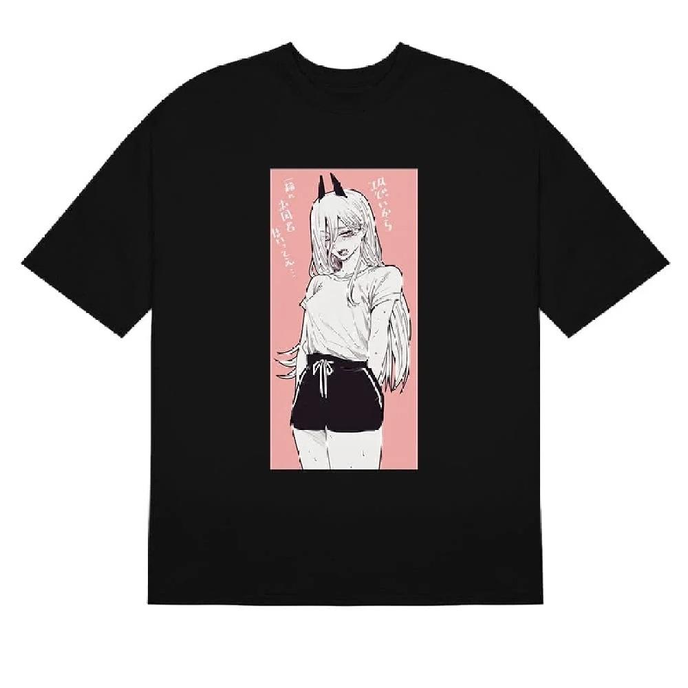 Chainsaw Man Power Pastellrosa T-Shirt - 100% Baumwolle Anime-Shirt mit minimalistischem Design