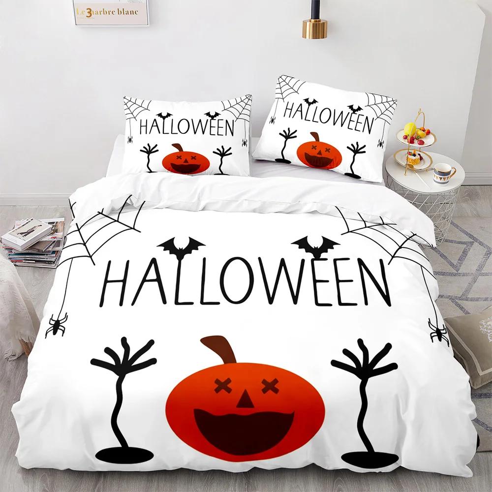 Halloween Bat Full Moon King Queen Duvet Cover Black Horror Night Bedding Set Kids Cartoon Quilt Cover Polyester Comforter Cover