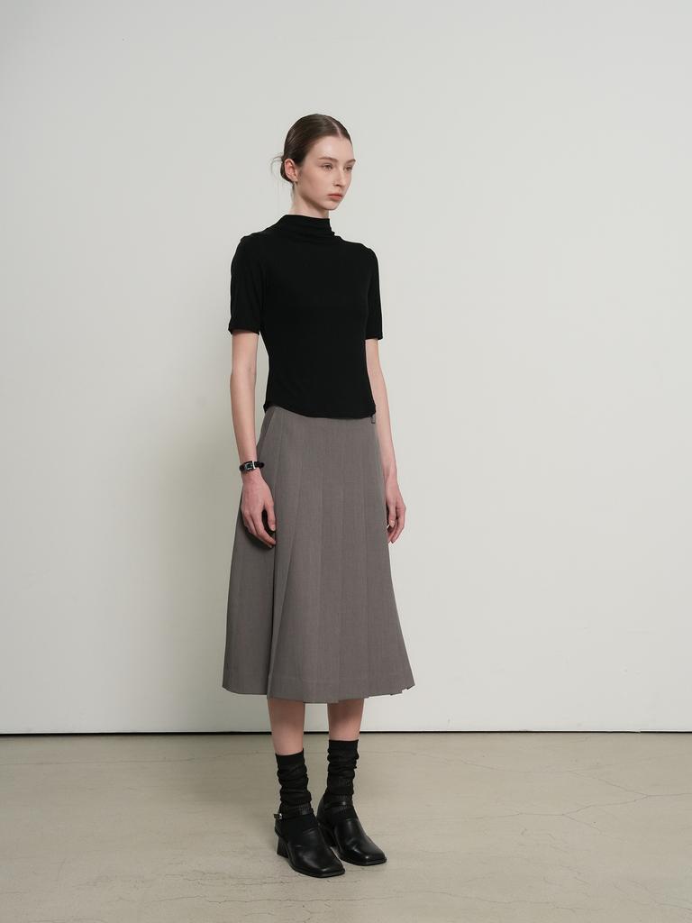 GENERALIDEA Acetate Mock Neck Short Sleeve T-Shirt [Black] / Gf1Lts501