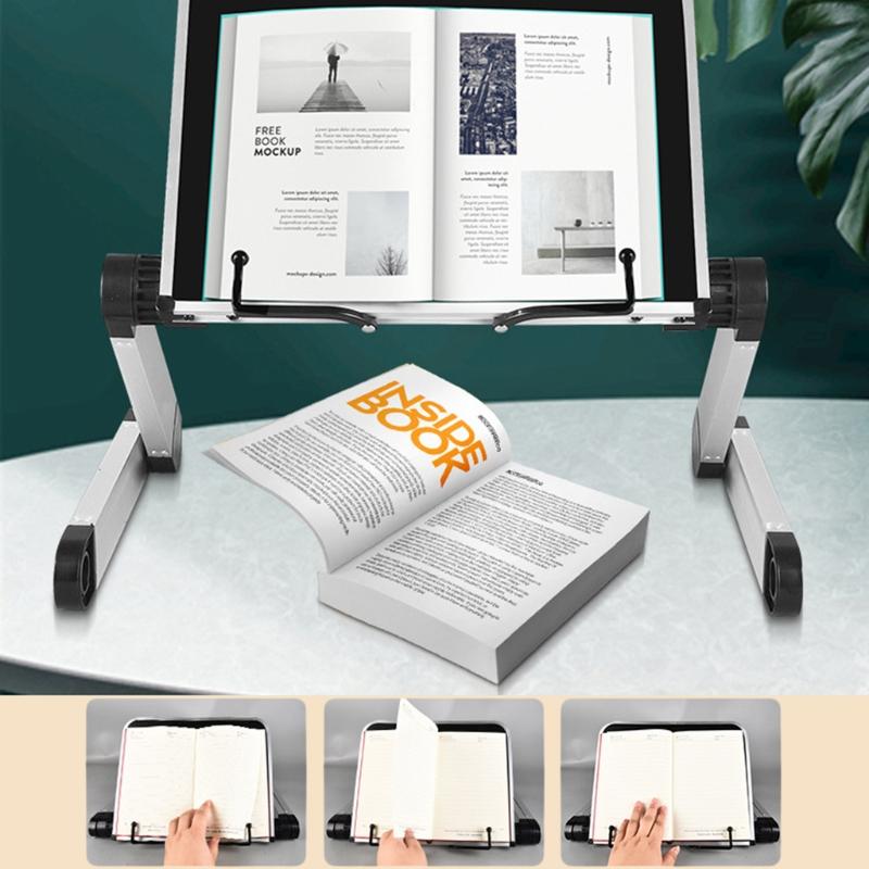 360 Degree Adjustable Desk Textbook Stand Support Foldable Reading Book Stand Holder with Paper Clips Bookcase Stand
