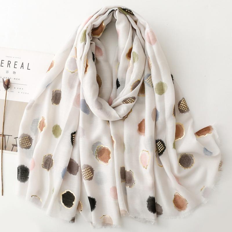 Winter Lurex Glitter Circle Dot Fringe Viscose Soft Scarf Cotton Shawls Women Perfect For Travel Casual Muslim Hijab 180*90Cm