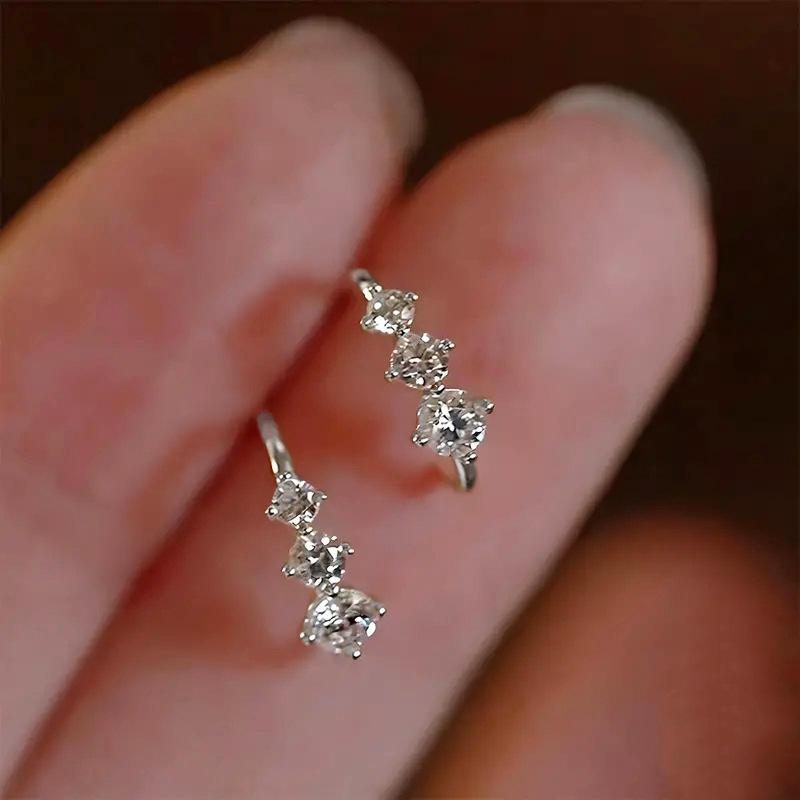 Three-Stone Graduated Hoop Earrings for Women Delicate Fashion Jewelry
