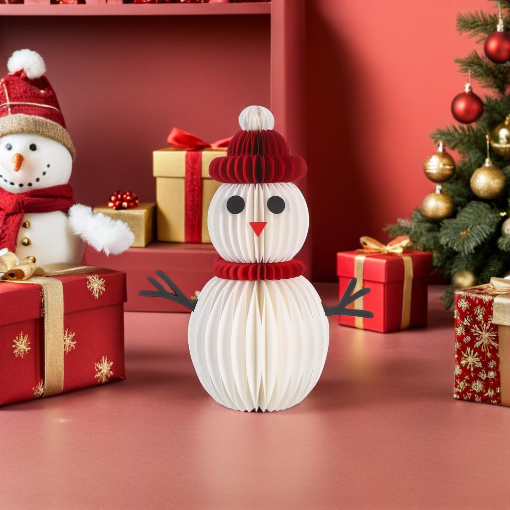 Weihnachts-Schneemann-Dekoration Waben-Tischmittelstück Für Feiertagsparty Indoor-Tischdekoration Winter-Hausparty-Zubehör