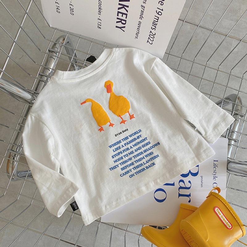 Kids Cotton Long Sleeve T Shirt Spring Autumn Korean Round Neck Base Layer Top For Boys And Girls Casual Wear