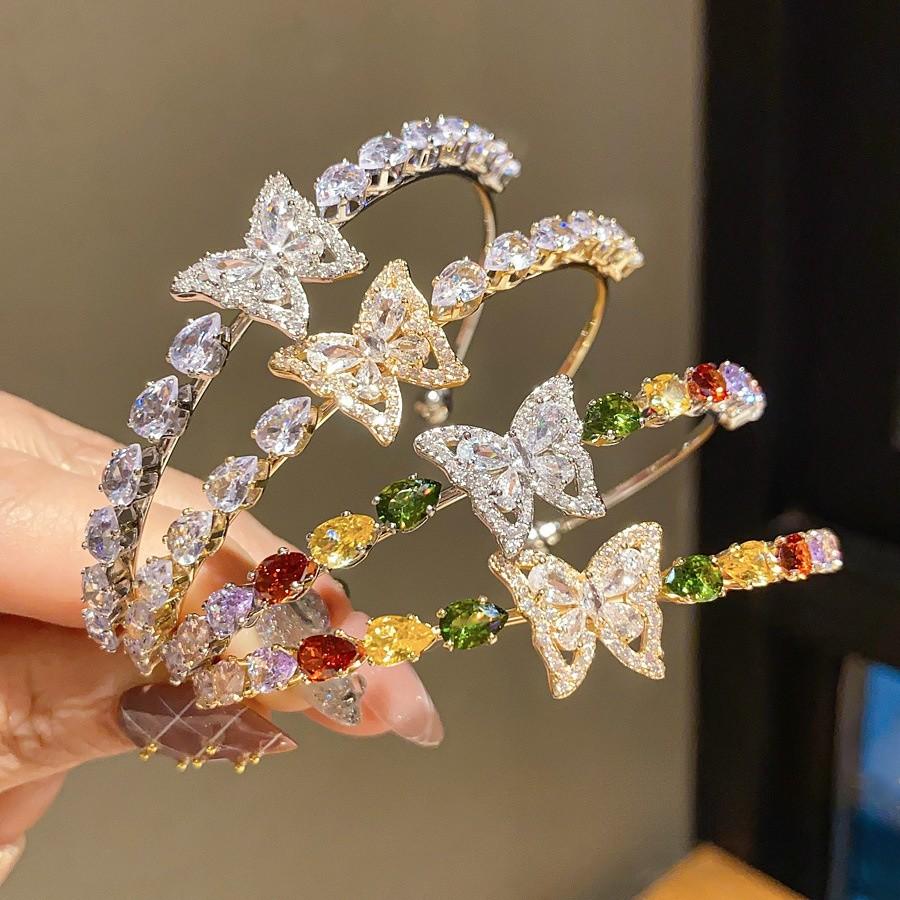Fashion Butterfly Jewelry Bracelet With Zircon Stones For Elegant Women