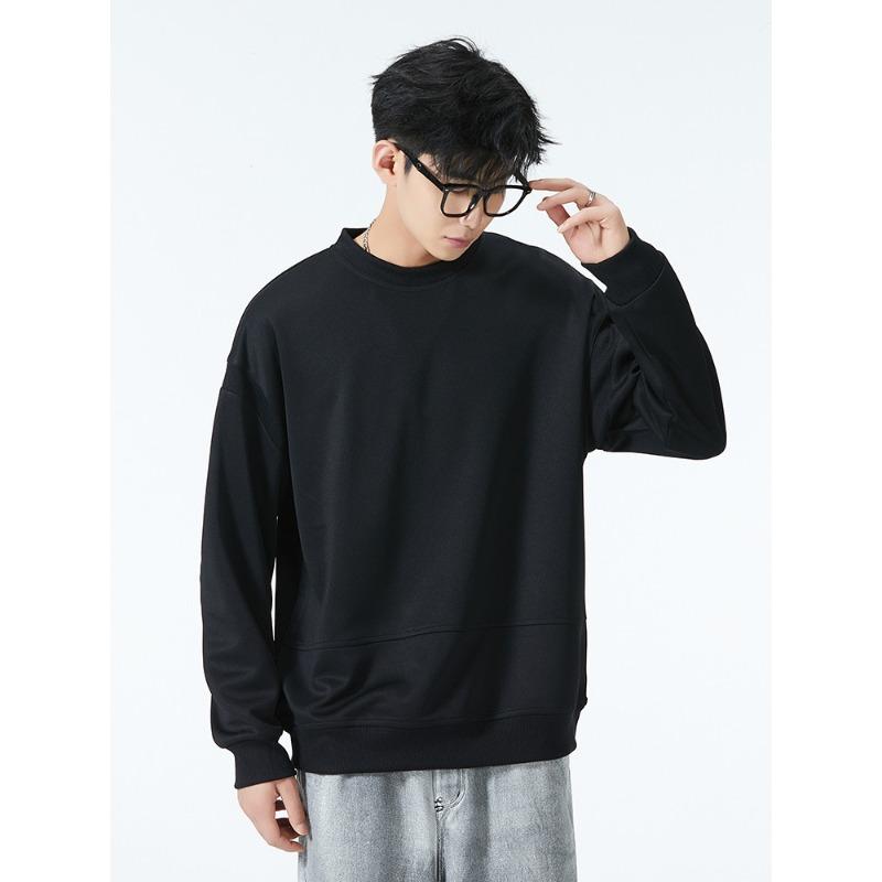 Round Neck Sweatshirt Men's Autumn New Solid Color Men's Long-sleeved T-shirt Top Base Shirt Versatile Loose Men's Clothing