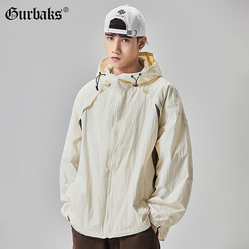 GURBAKS Men's Ice Silk UV Protection Hooded Jacket - Lightweight, Breathable, Summer Sun Protection