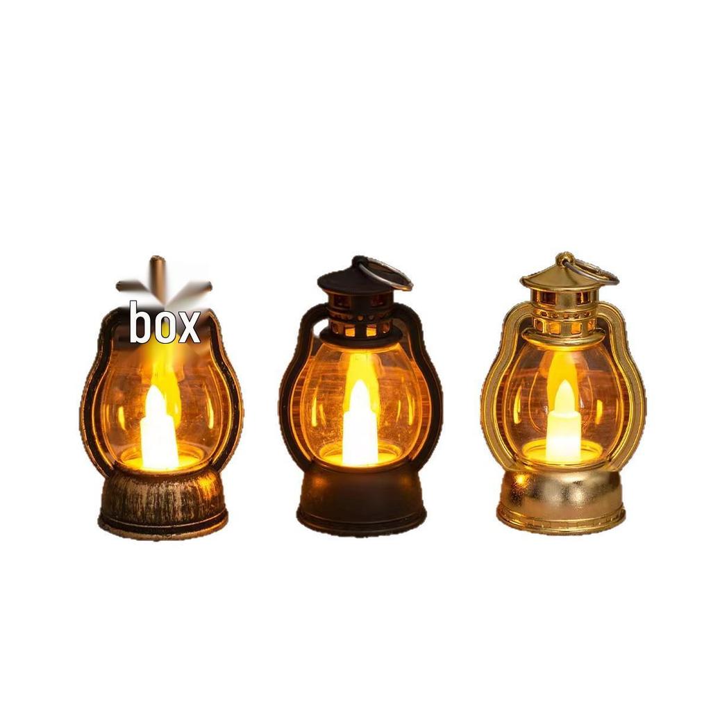 Mini Retro Hurricane Lantern: Christmas Candle Night Light & Toy Gift Decor