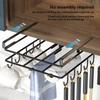 Kitchen Under Cupboard Hanging Organizer Rack with Hook Paper Towel Rags Hanger Cutting Board Pot Cover Holder Storage Shelf