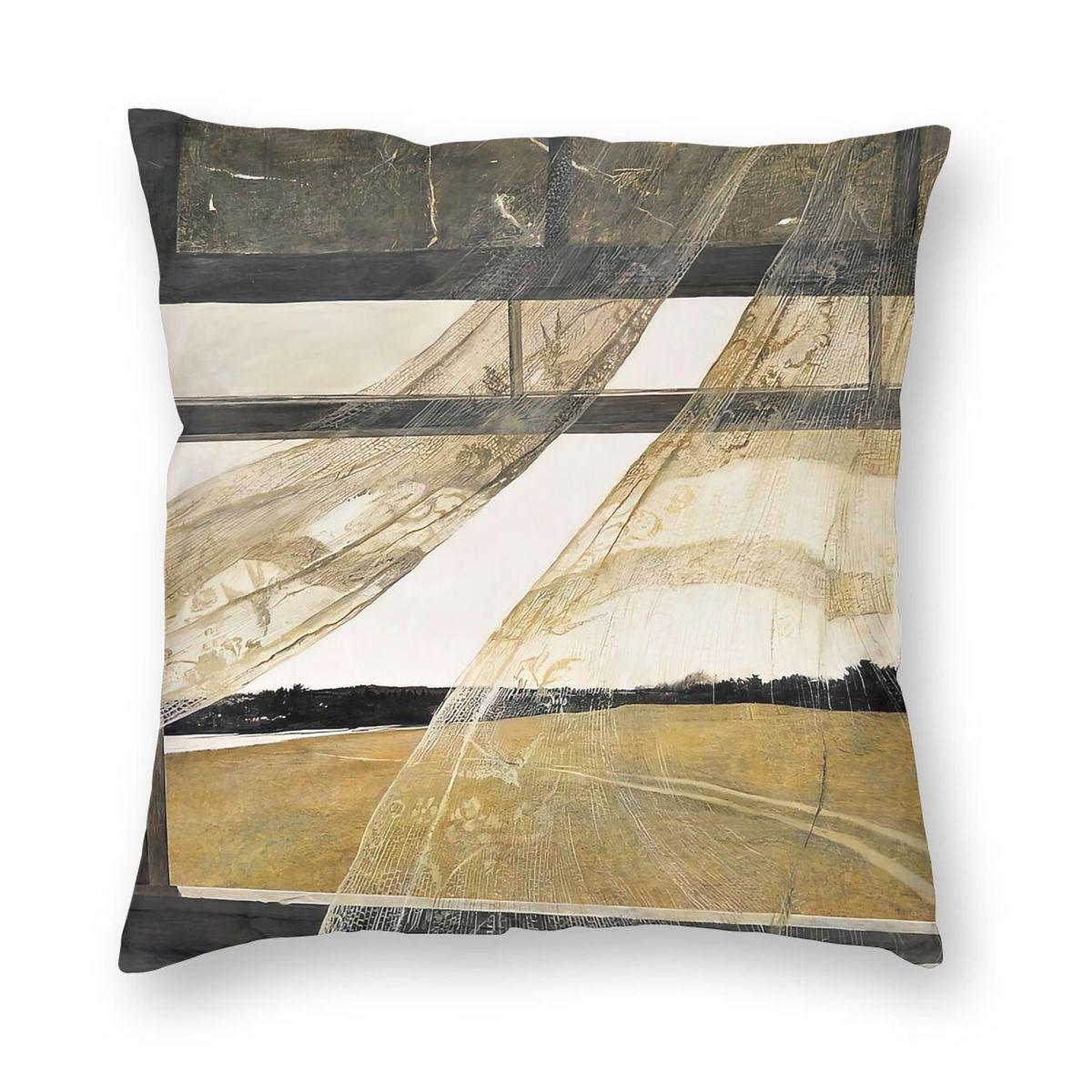 Andrew Wyeth Wind From The Sea Square Pillowcase Polyester Linen Velvet Creative Zip Decorative Home Cushion Case Peach skin 18*18(CM)-1Pcs