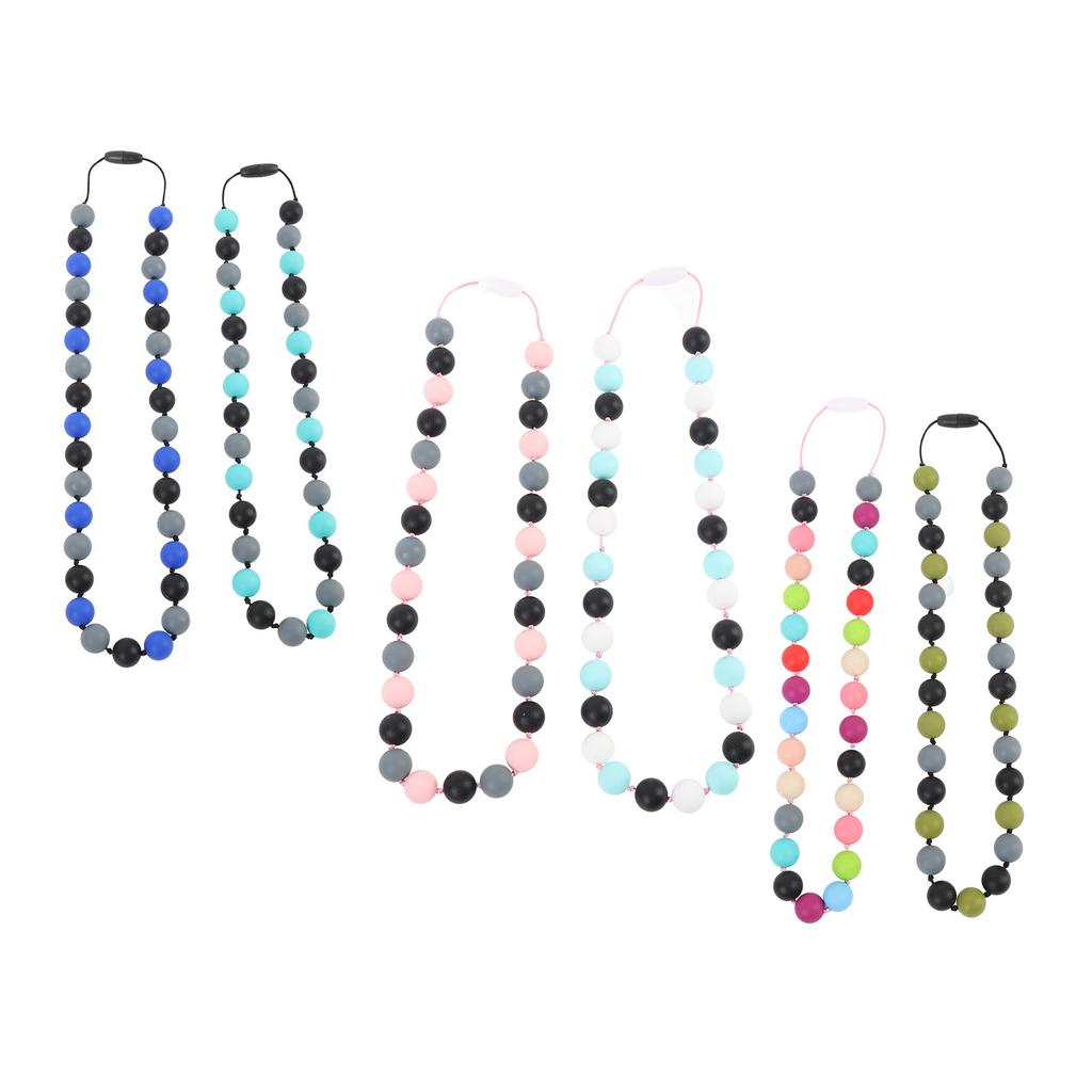 2pcs Silicone Sensory Necklace Set Adjustable Strap Stylish Soft Anti Slip Sensory Necklace for Kids