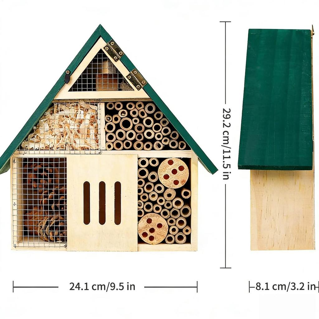 Insect Hotel Bee House Wooden Weatherproof Ladybug House Hanging Butterfly Shelter Solitary Bee Habitat for Garden Yard Balcony