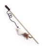 1Pcs Natural Cat Catcher Toy 40cm Wooden Pole With Bell Elastic Pole Turkey Feather Teaser Stick Wooden Pole Linen Feather 28g