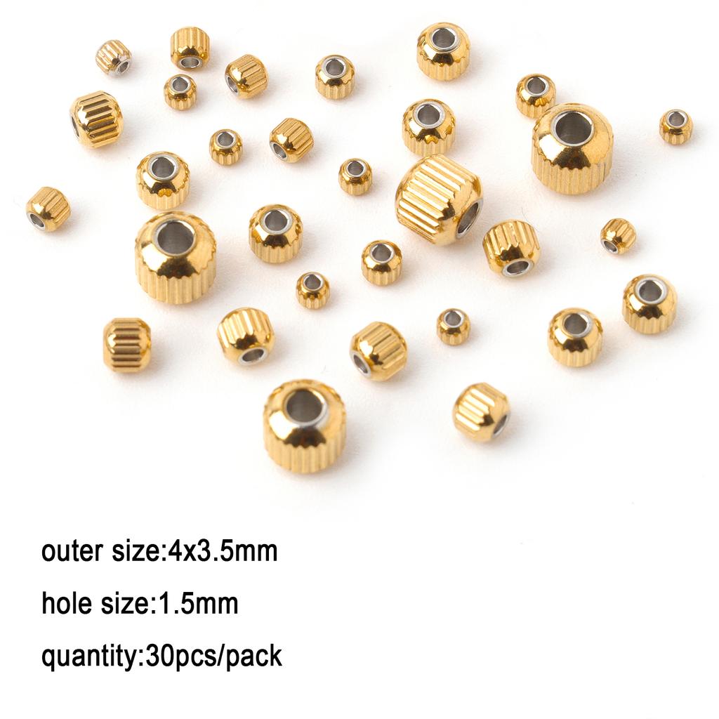 1pack Stainless Steel Loose Beads Screw Grid Oblique Straight Line Tube Shape Beads for Jewelry Making Diy Bracelet Accessories