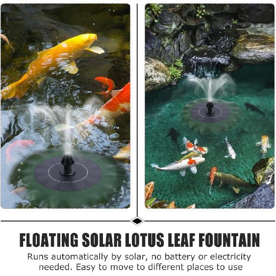 DOITOOL Solar Bird Bath Fountains, Lotus Leaf Shape Solar Fountain, Outdoor Dc Brushless Pump for Fish Pond Garden Bird Bath Decor, 7.87 X 7.87 X